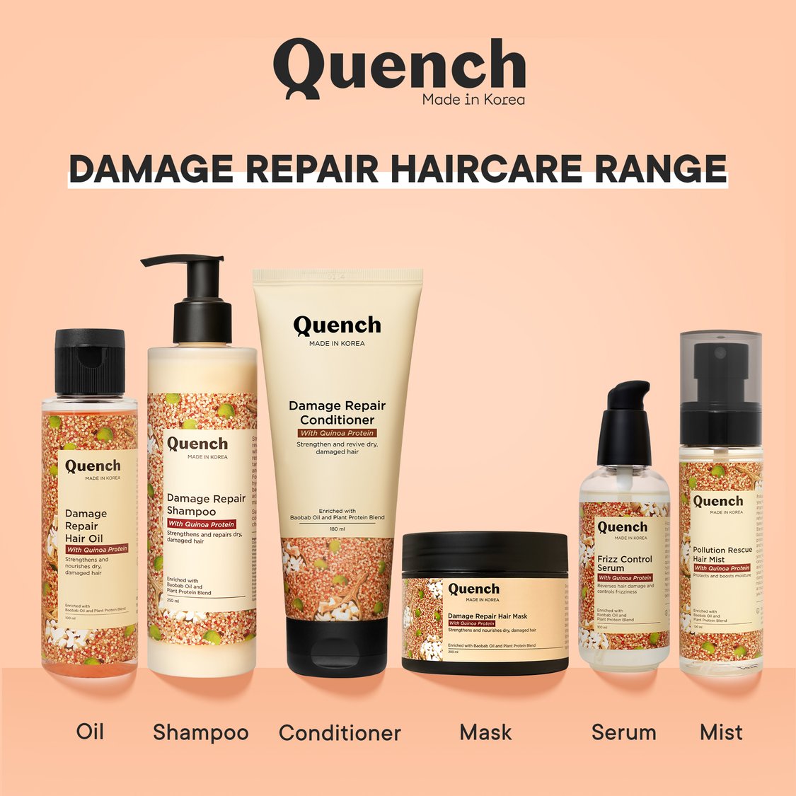 QUENCH Damage Repair Hair Mask With Quinoa Protein - 200ml