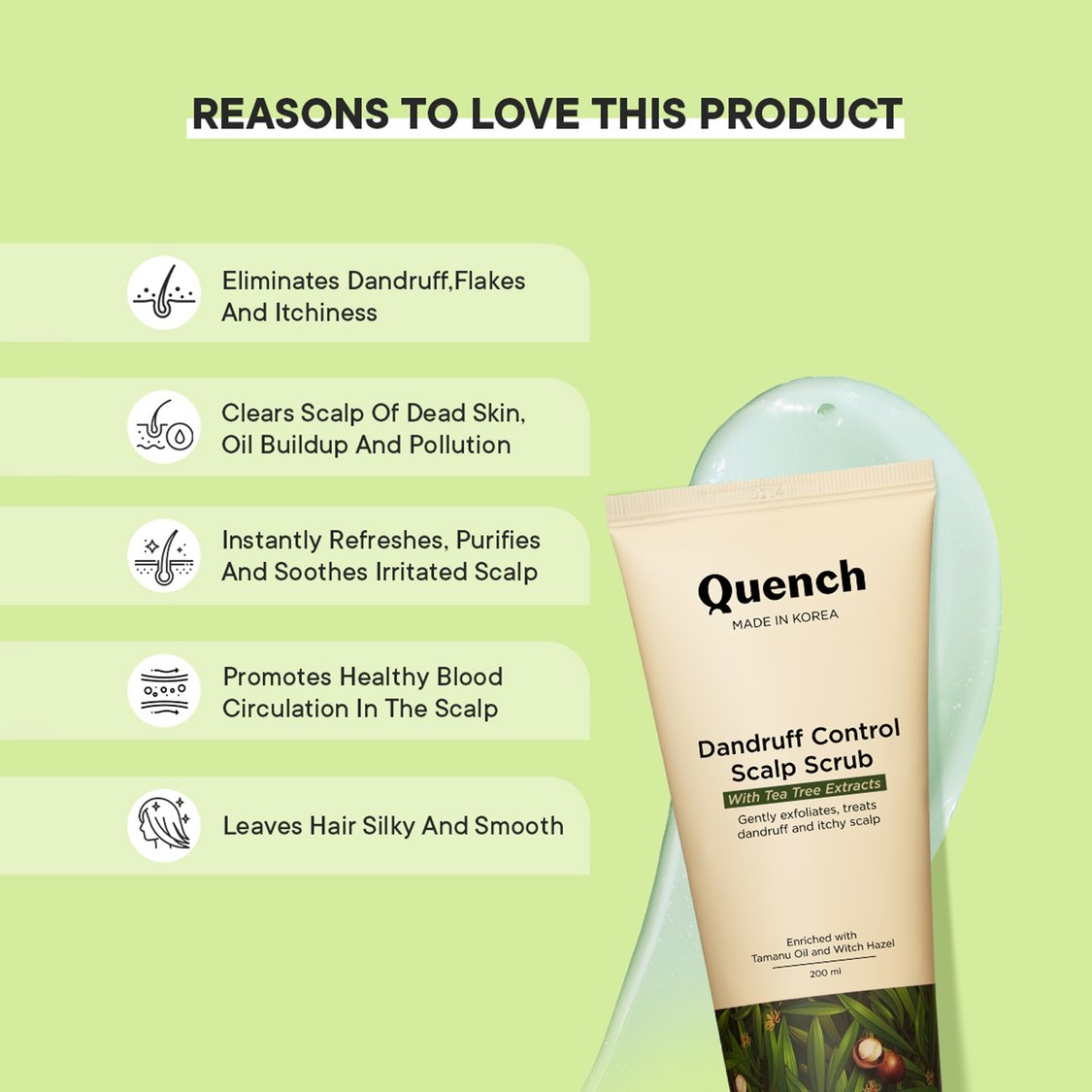 QUENCH Dandruff Control Scalp Scrub With Tea Tree Extracts - 200ml
