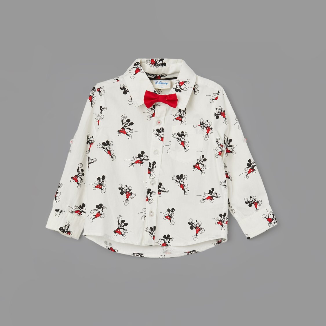 JUNIORS Mickey Mouse Print Shirt with Bow