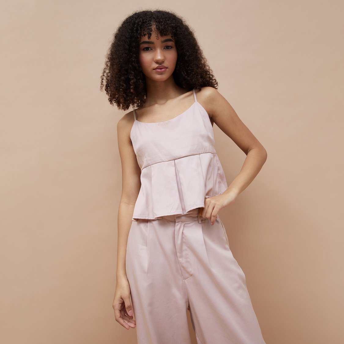 GINGER Solid Flared Crop Top