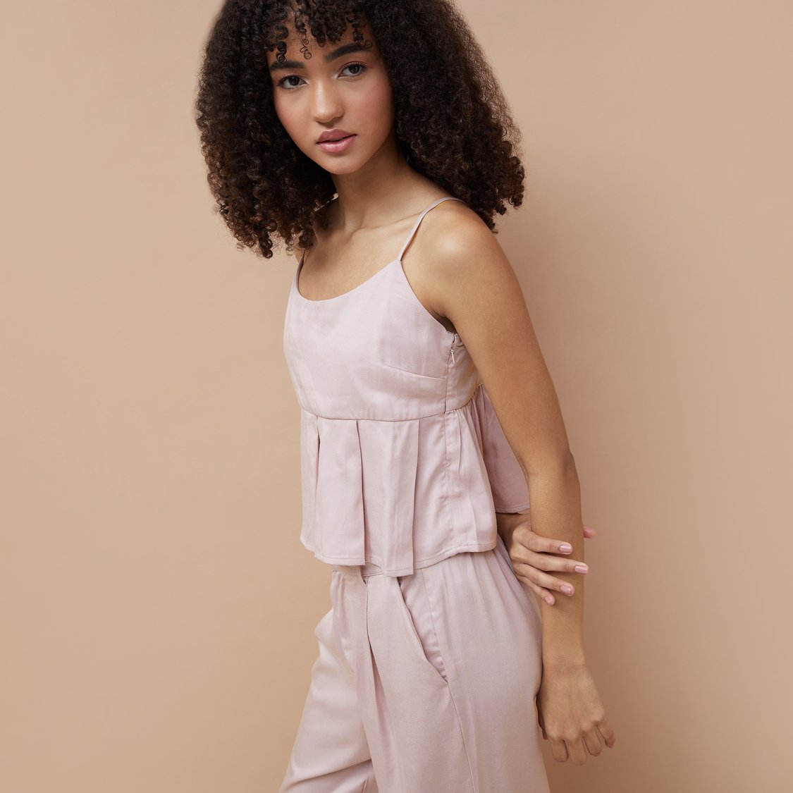 GINGER Solid Flared Crop Top