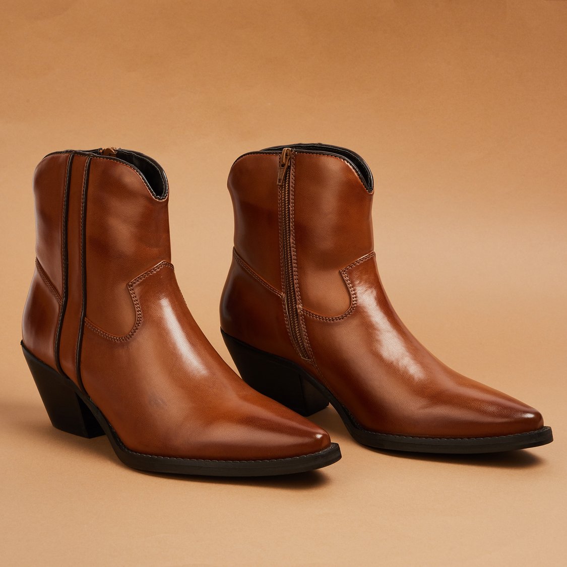 ALLEN SOLLY Faux Leather Cowboy Boots