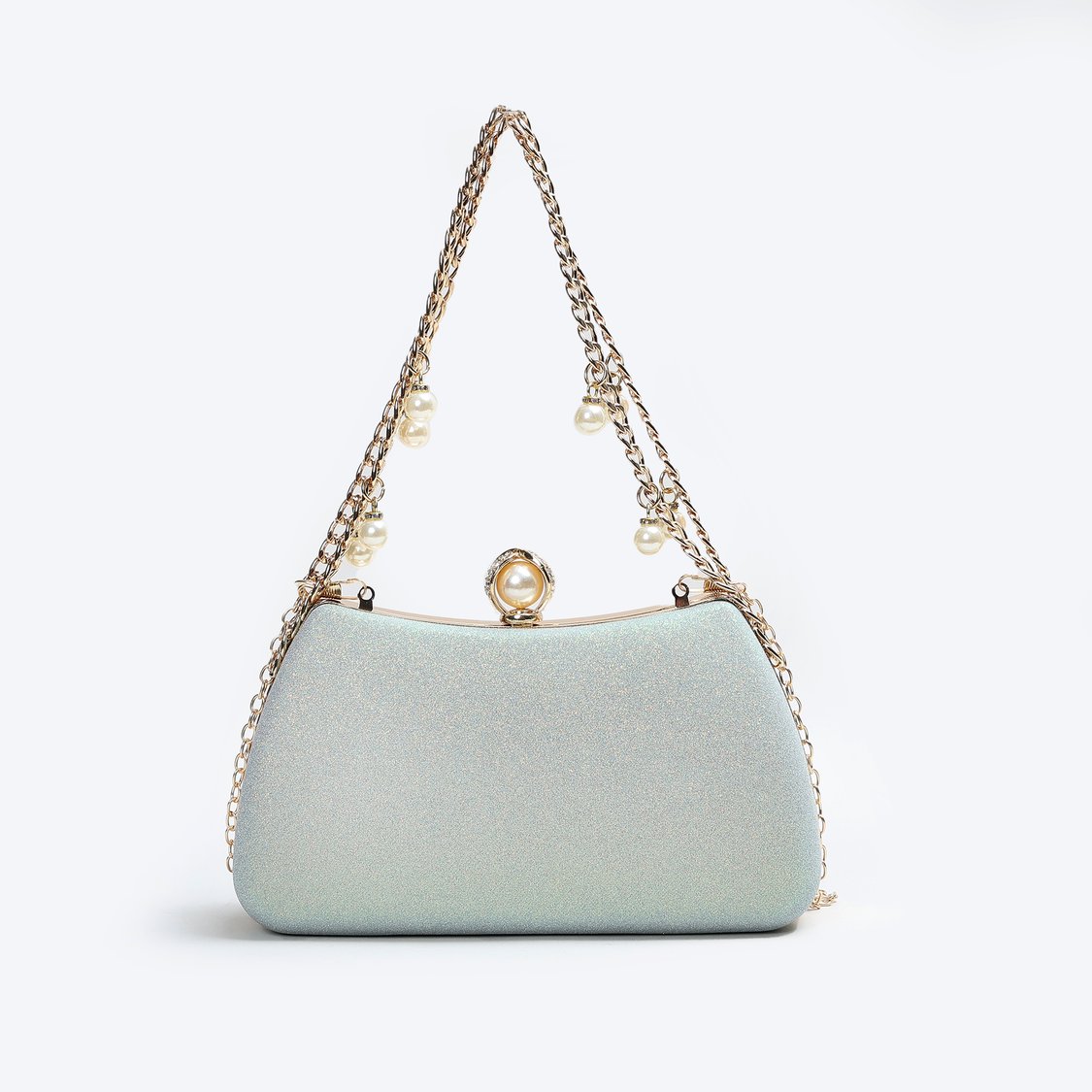 CODE Shimmery Clutch with Chain Strap
