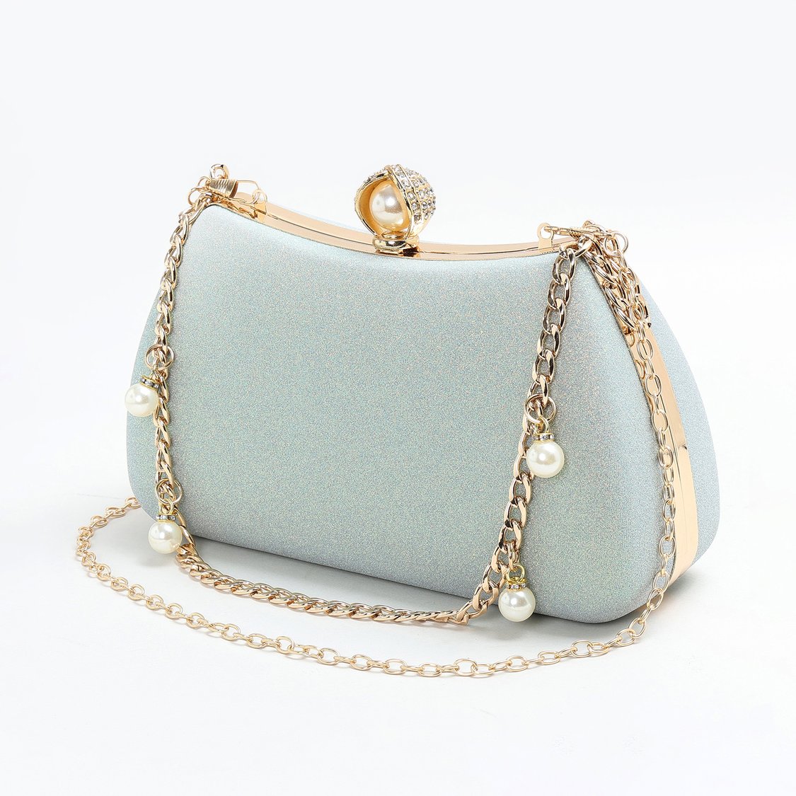 CODE Shimmery Clutch with Chain Strap