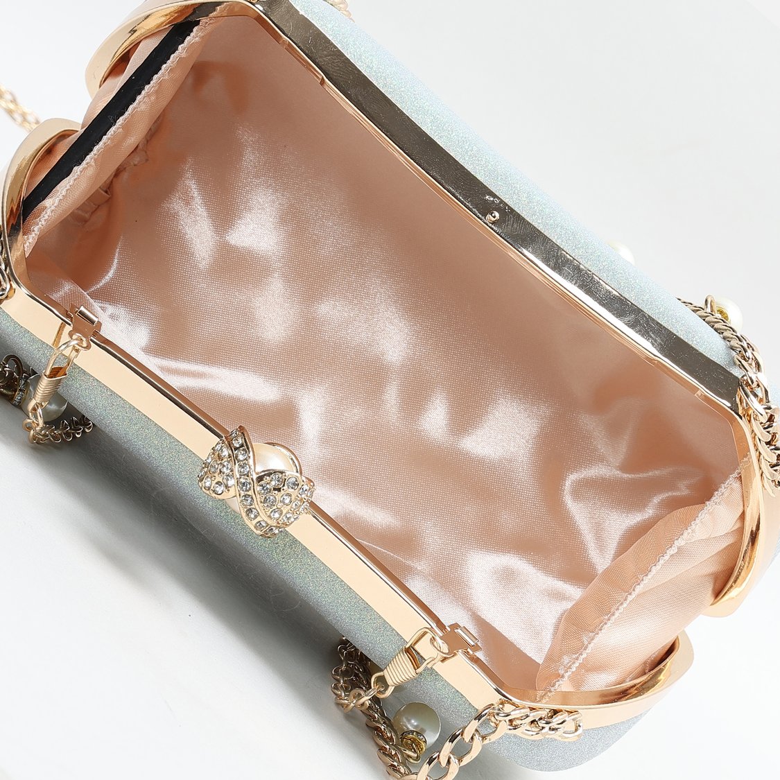 CODE Shimmery Clutch with Chain Strap