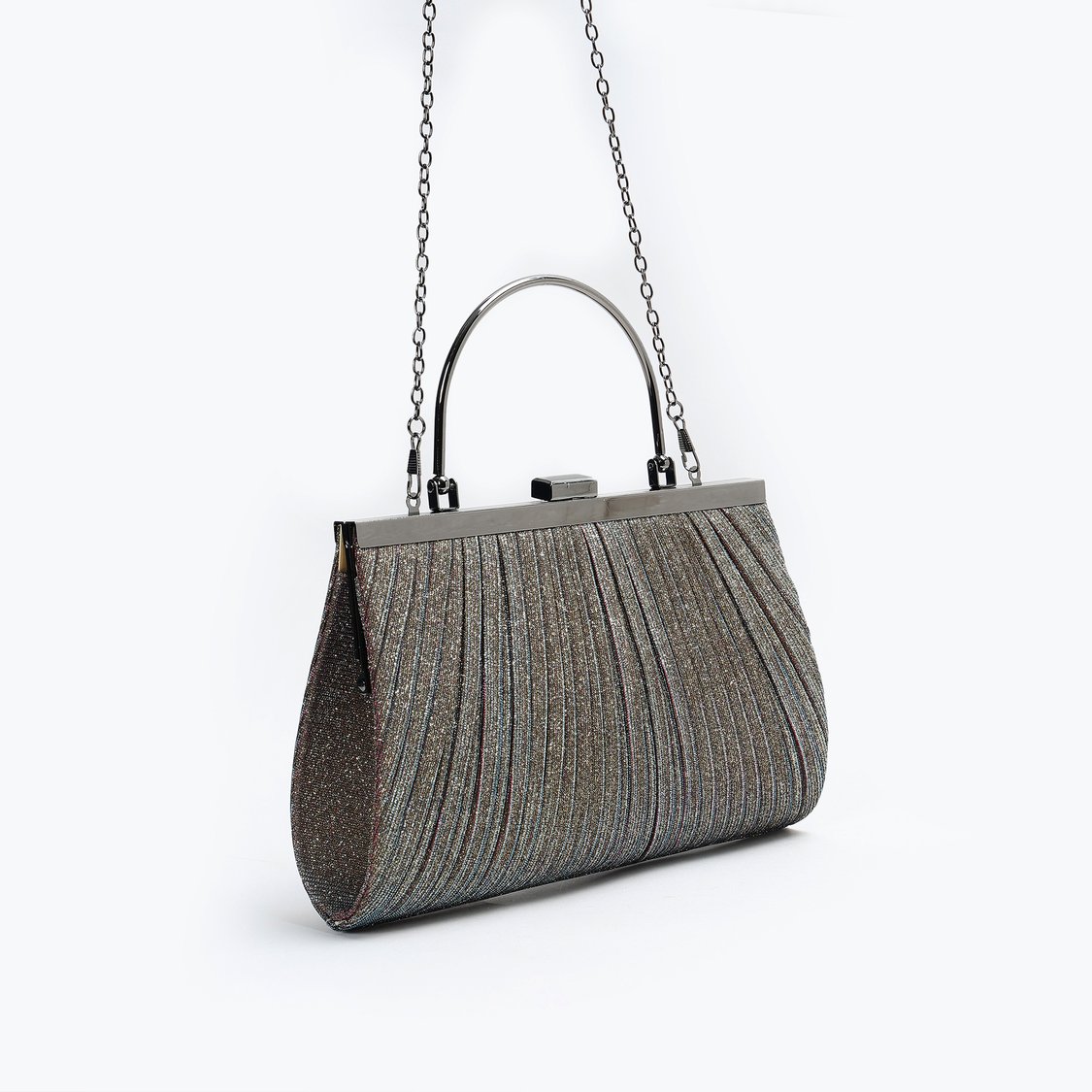 CODE Embellished Clutch with Chain Strap
