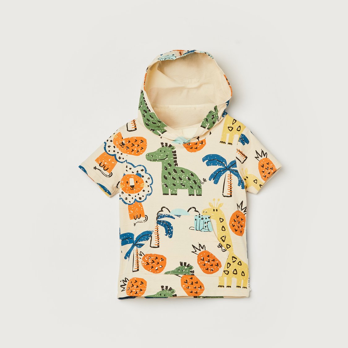 JUNIORS Printed Hooded T-shirt with Shorts