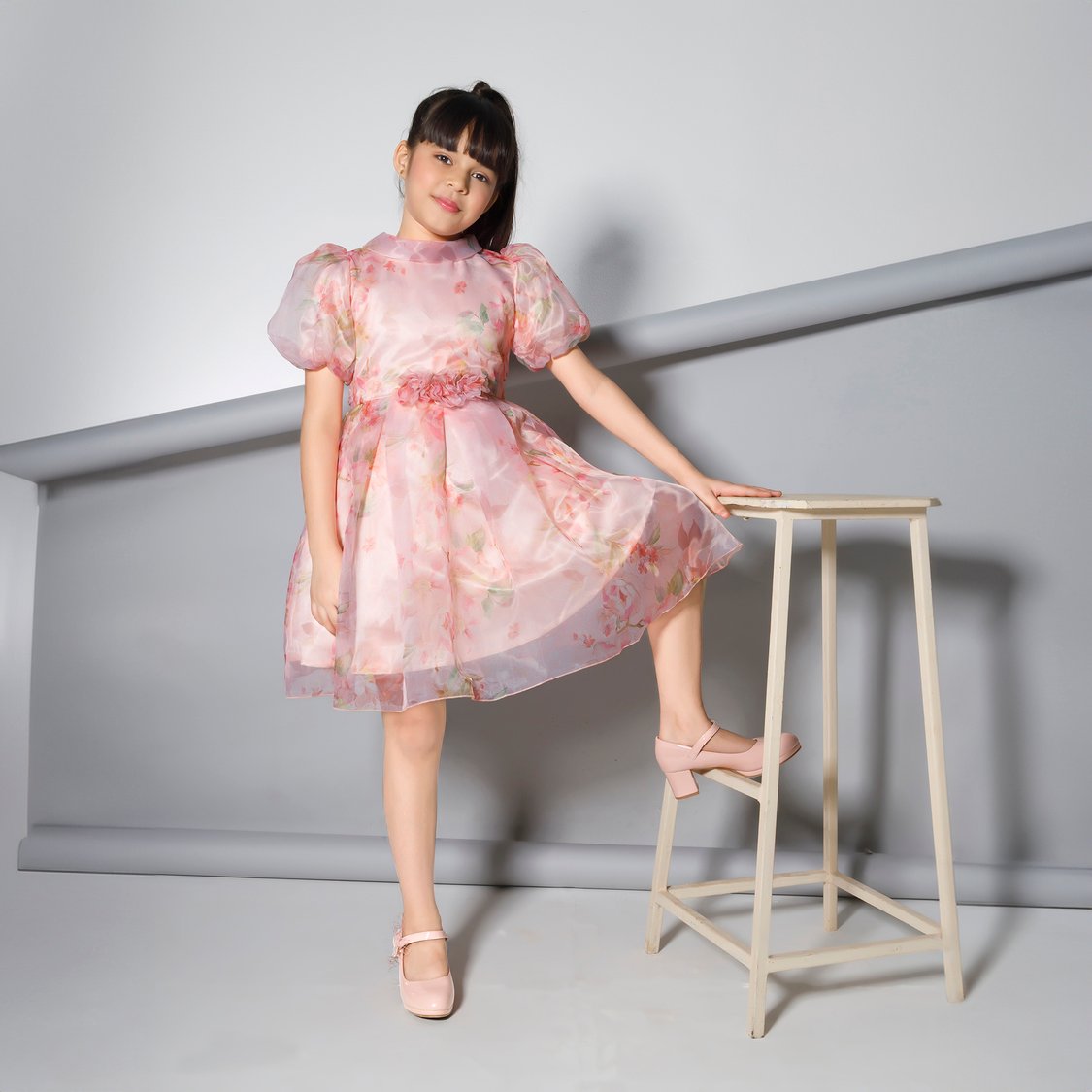 PEPPERMINT Floral Printed Puff Sleeve Dress