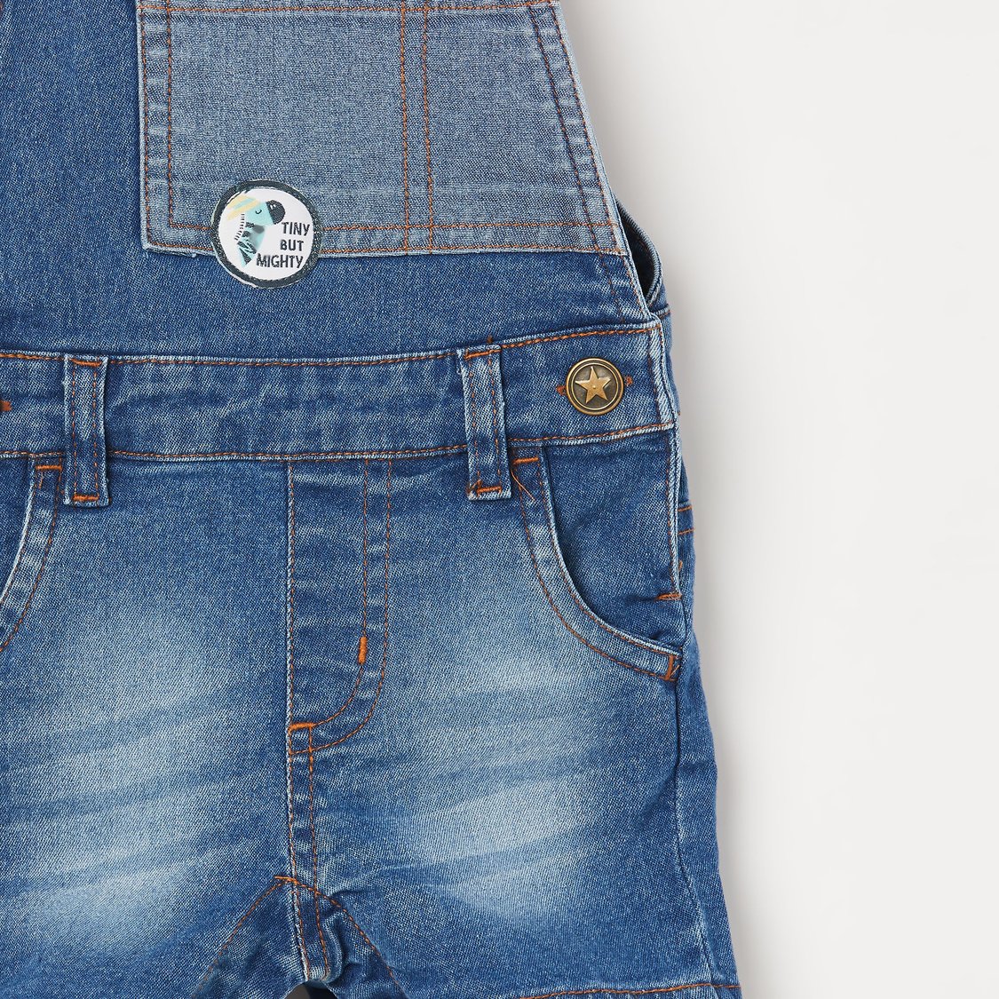 JUNIORS Stonewashed Dungarees with Printed T-shirt