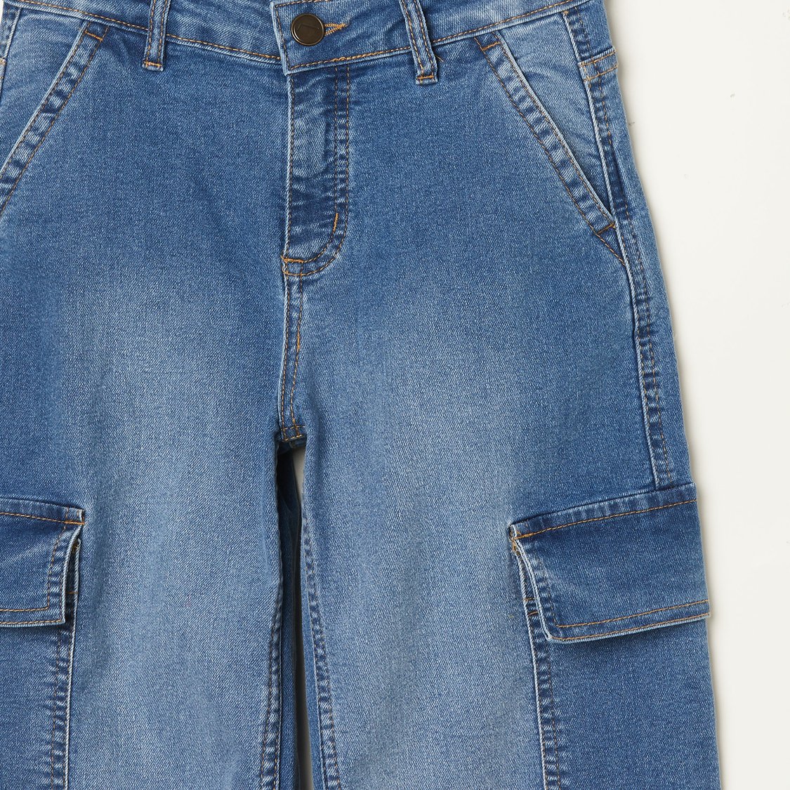 FAME FOREVER Stonewashed Regular Fit Cargo Jeans