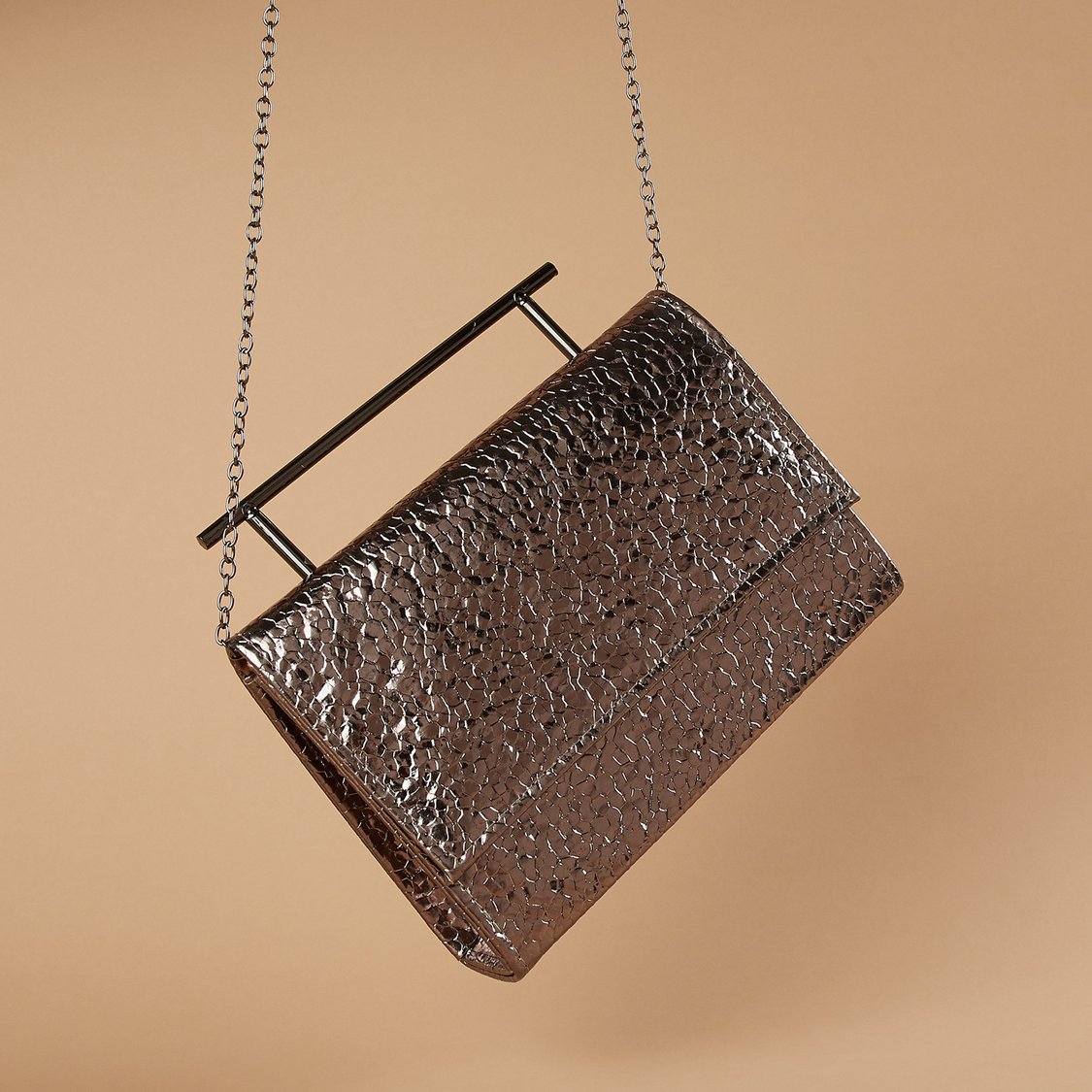 CODE Glossy Engraved Foldover Clutch