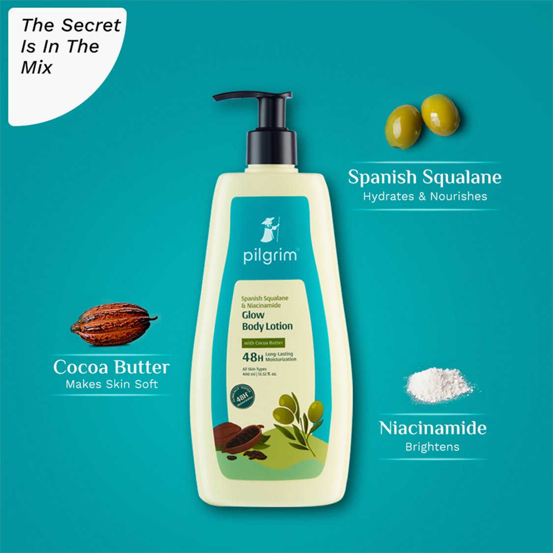 PILGRIM Spanish Squalane & Niacinamide Body Lotion - 400ml