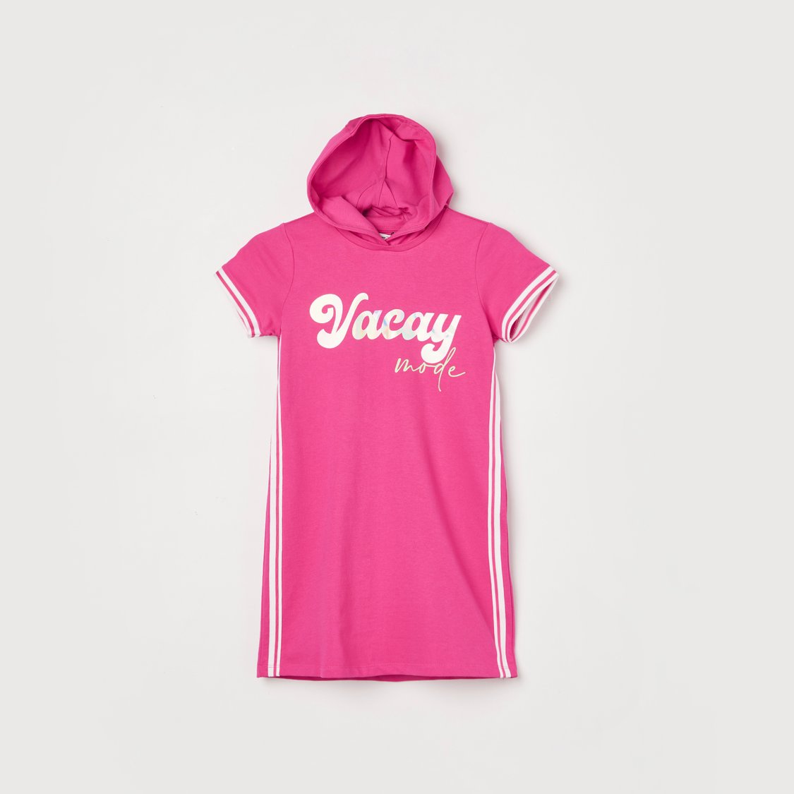 FAME FOREVER Printed Hooded T-shirt Dress