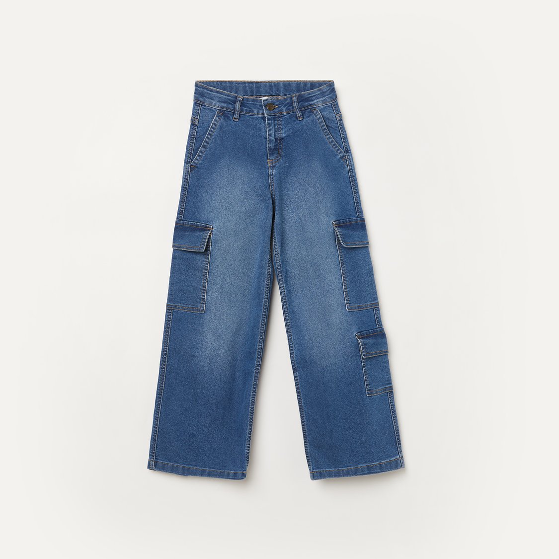 FAME FOREVER Stonewashed Cargo Jeans