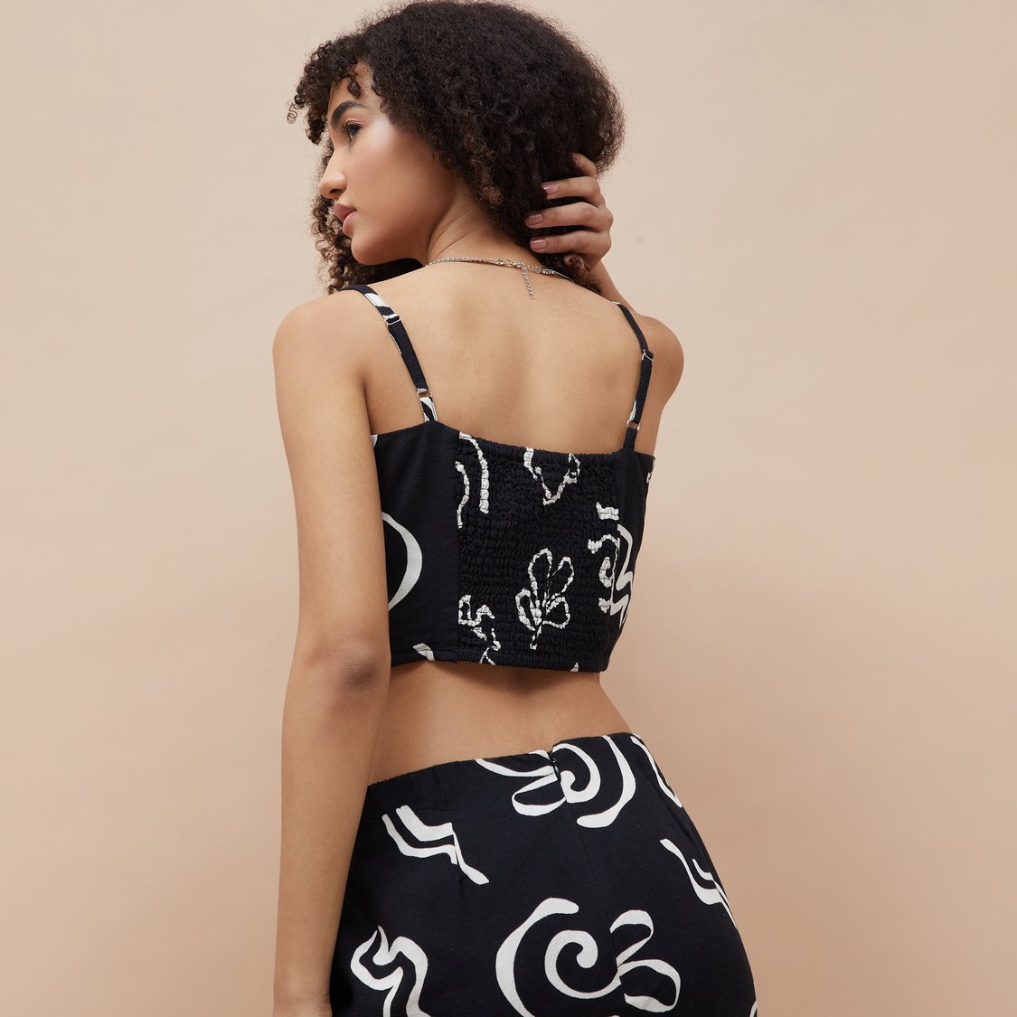 GINGER Printed Crop Spaghetti Top