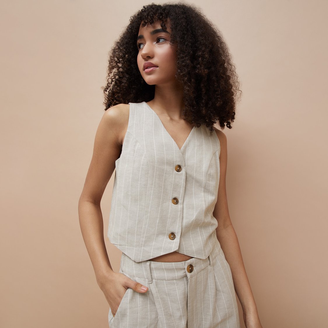 GINGER Striped Crop Vest Top