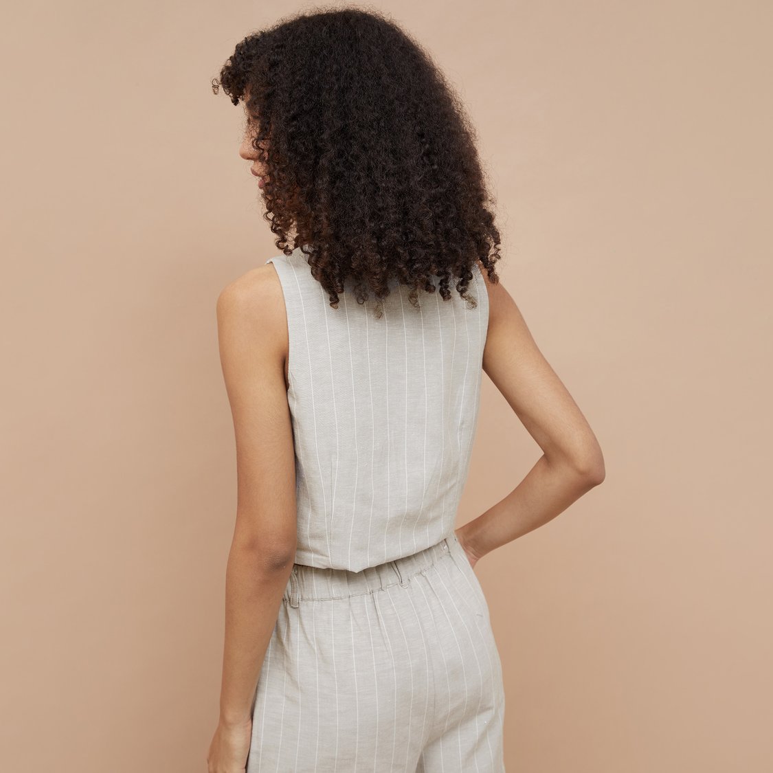 GINGER Striped Crop Vest Top