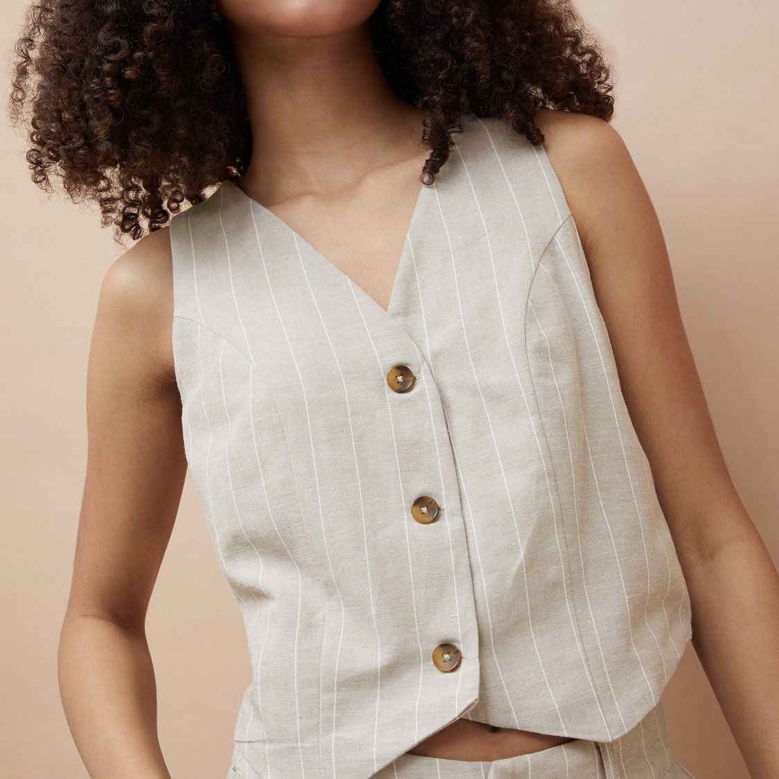 GINGER Striped Crop Vest Top