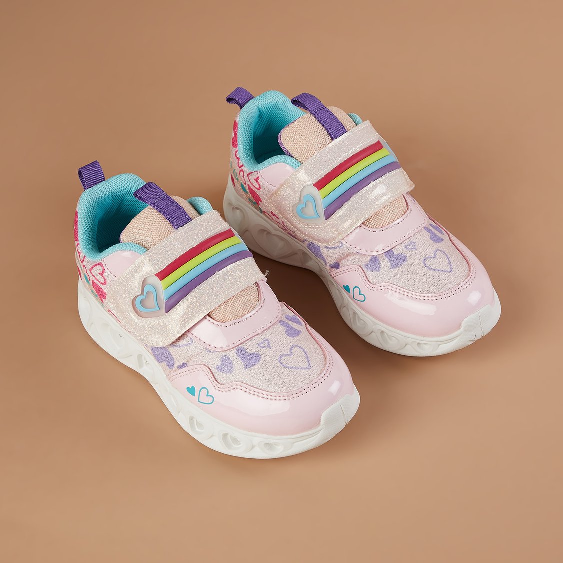 FAME FOREVER Heart Print Sneakers with LED Lights