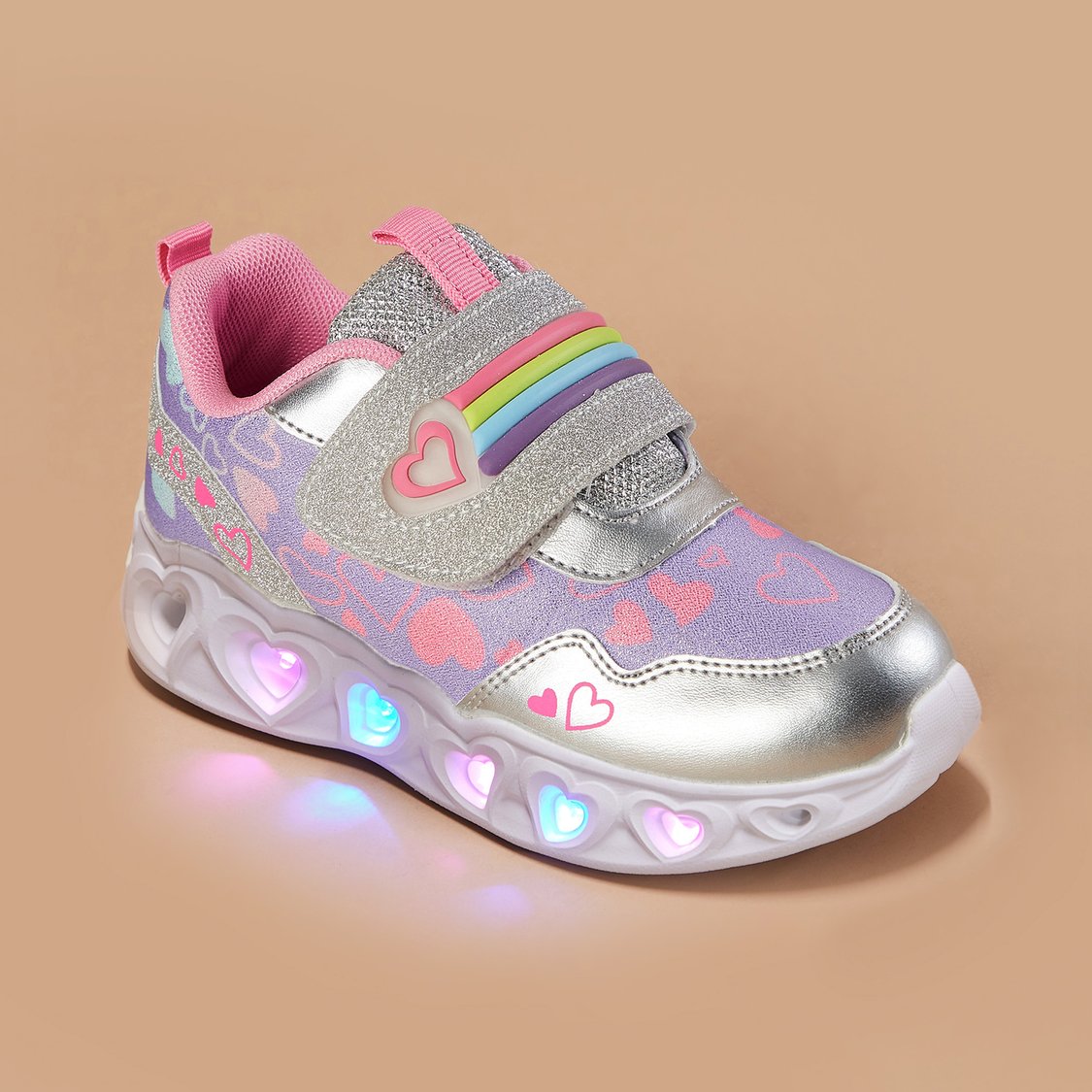 FAME FOREVER Heart Print Sneakers with LED Lights