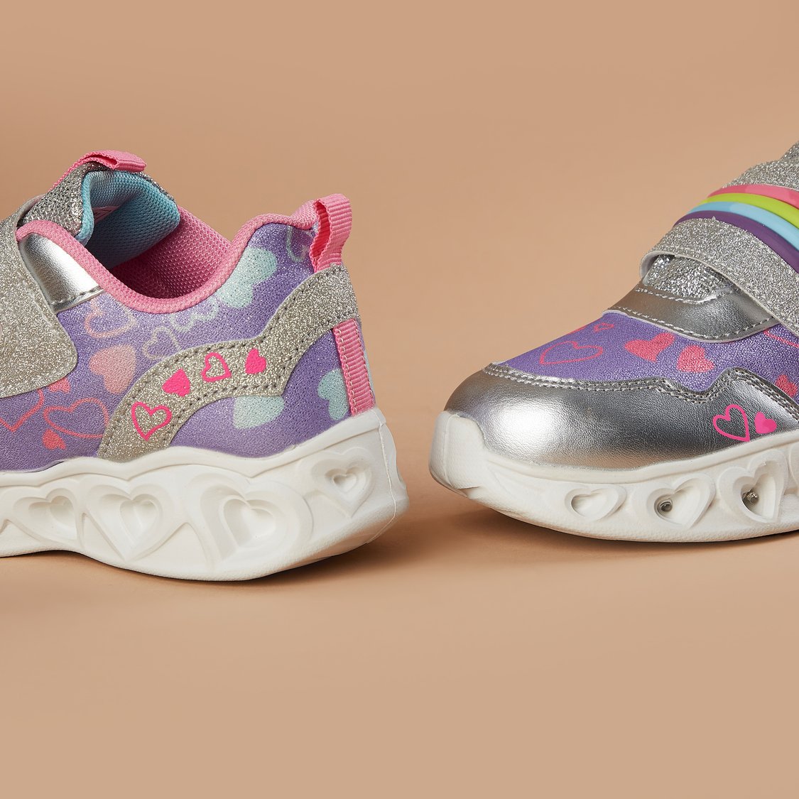 FAME FOREVER Heart Print Sneakers with LED Lights