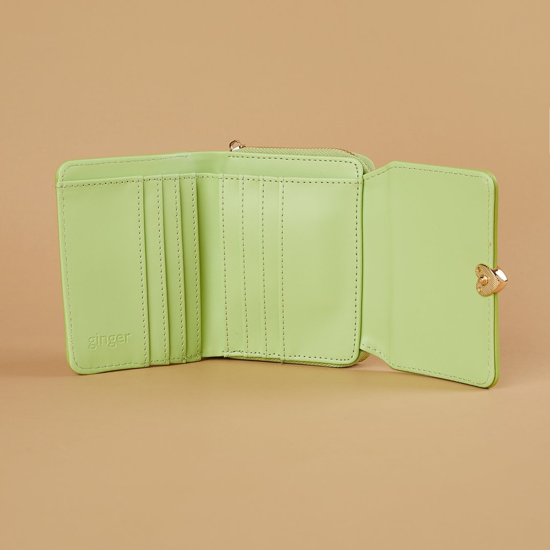 GINGER Heart Accented Tri-Fold Wallet