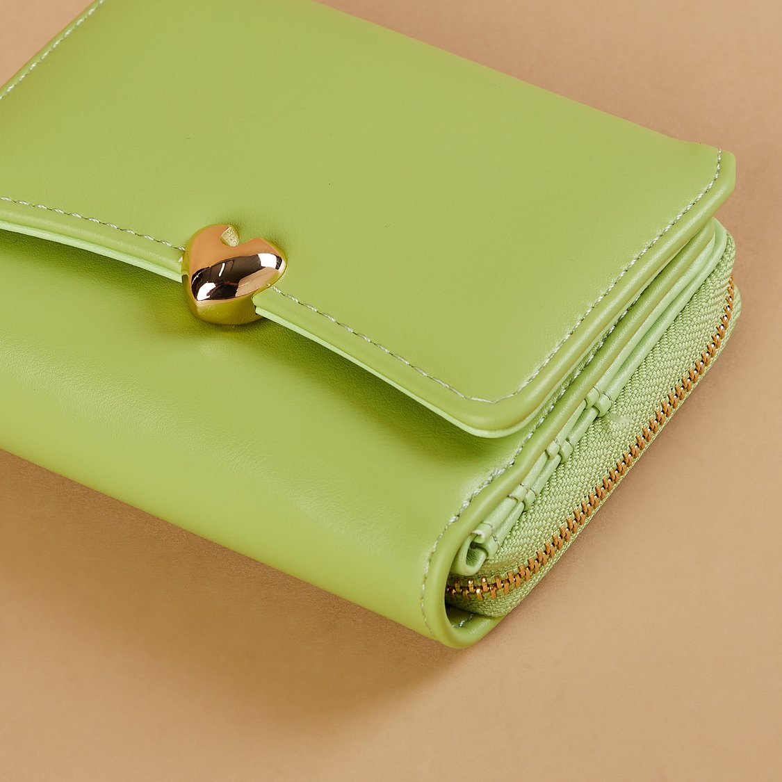 GINGER Heart Accented Tri-Fold Wallet