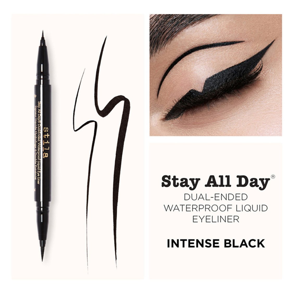 STILA Stay All Day Dual-Ended Waterproof Liquid Eye Liner - Intense Black - 1ml