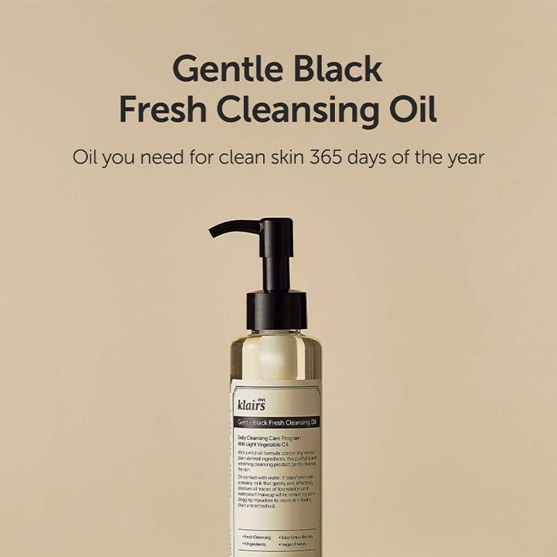 KLAIRS Gentle Black Fresh Cleansing Oil - 150ml