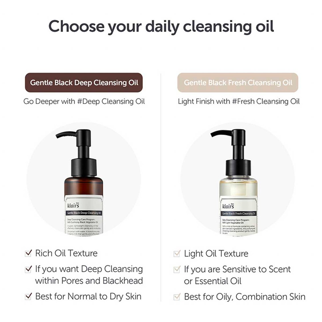 KLAIRS Gentle Black Fresh Cleansing Oil - 150ml