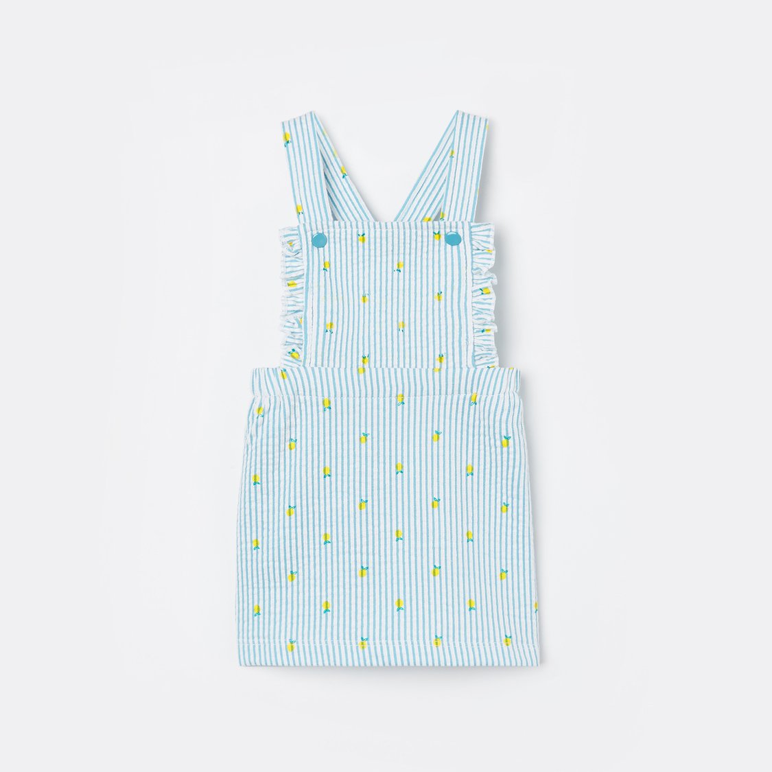 JUNIORS Printed Dungaree Dress with Solid Top