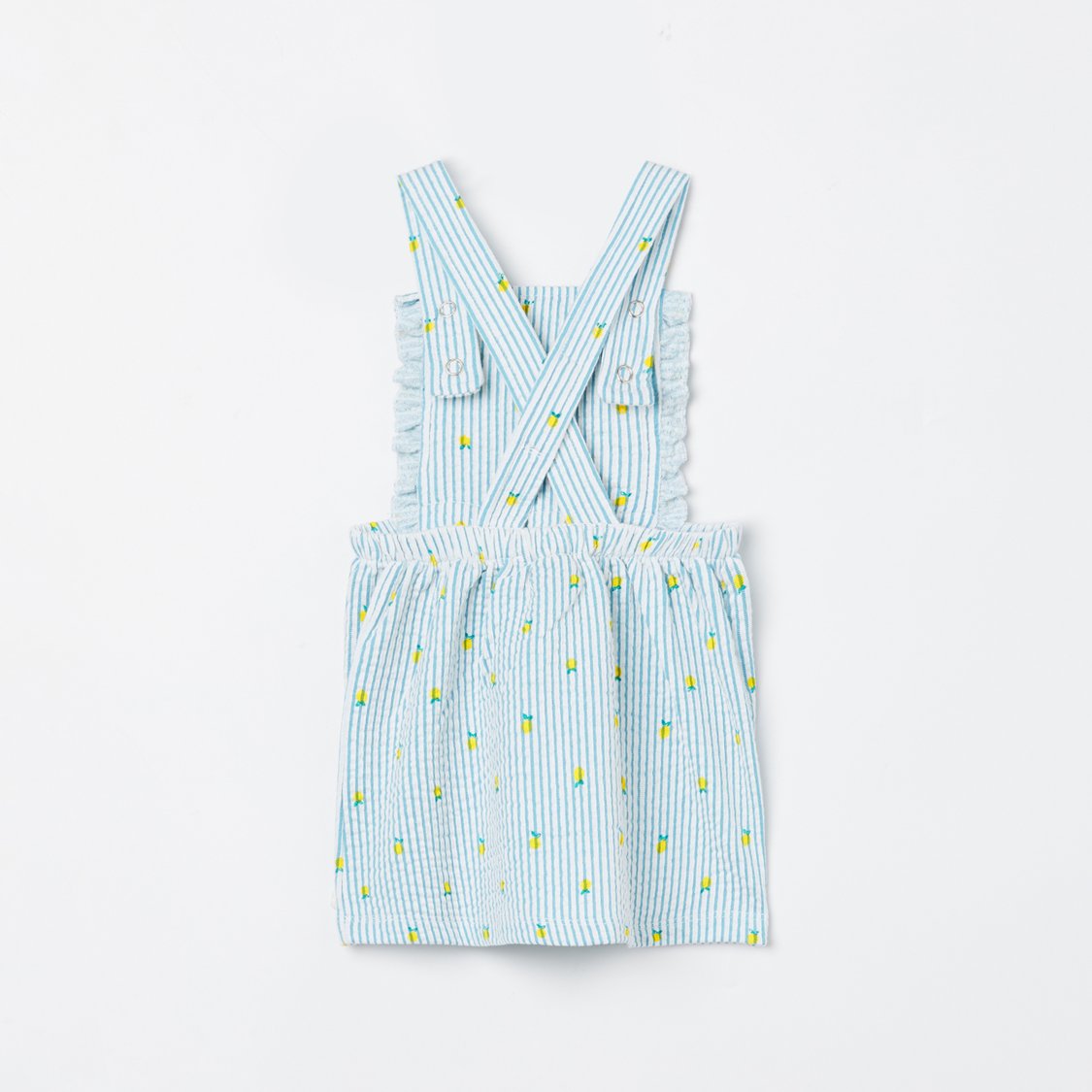 JUNIORS Printed Dungaree Dress with Solid Top
