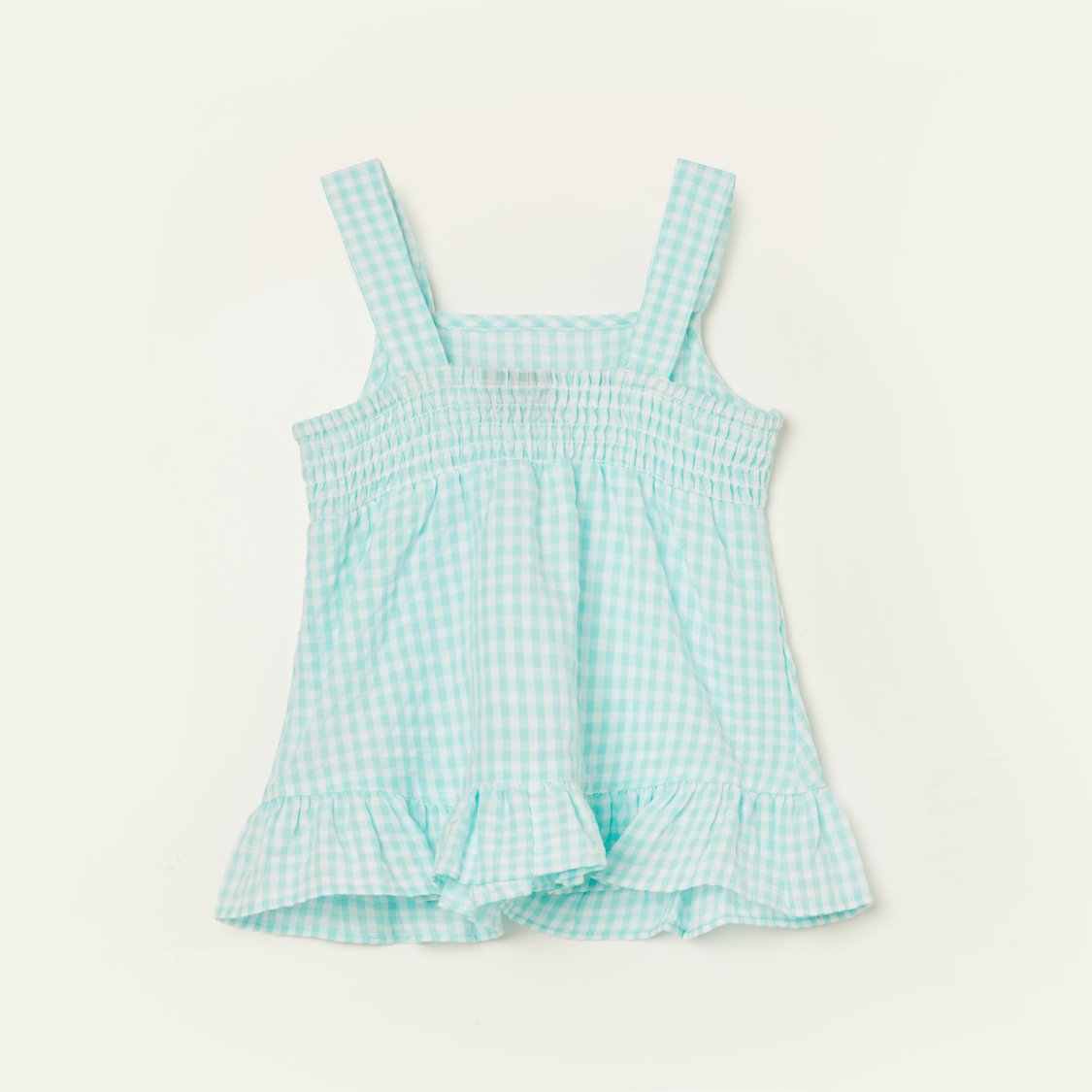JUNIORS Checked Ruffle Detail Top