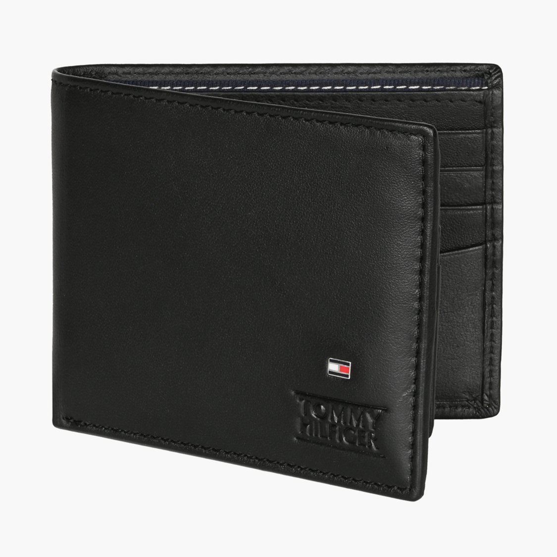 TOMMY HILFIGER Debossed Logo Bi-Fold Leather Wallet