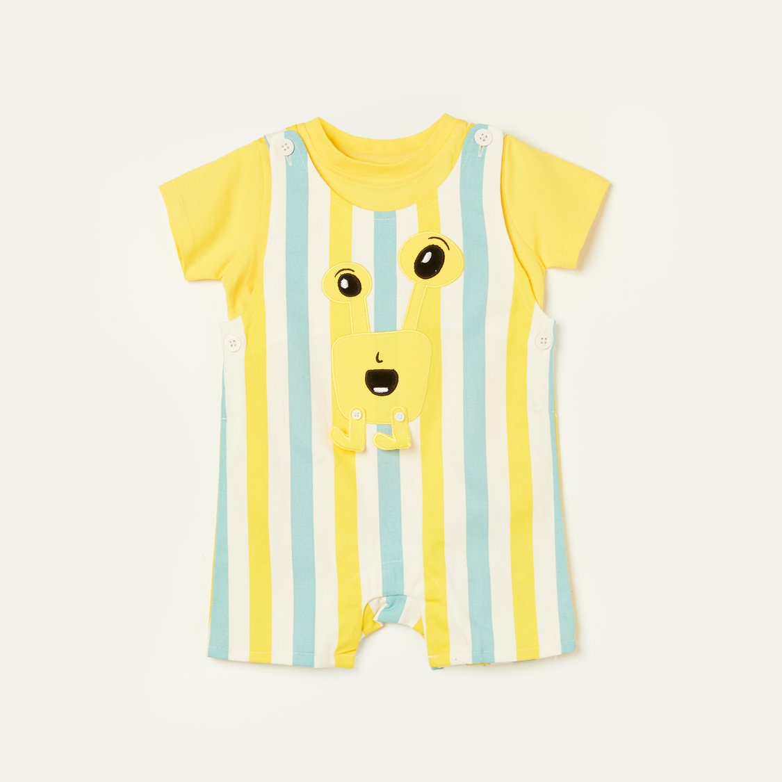 FS MINI KLUB Striped Dungaree with Solid T-shirt