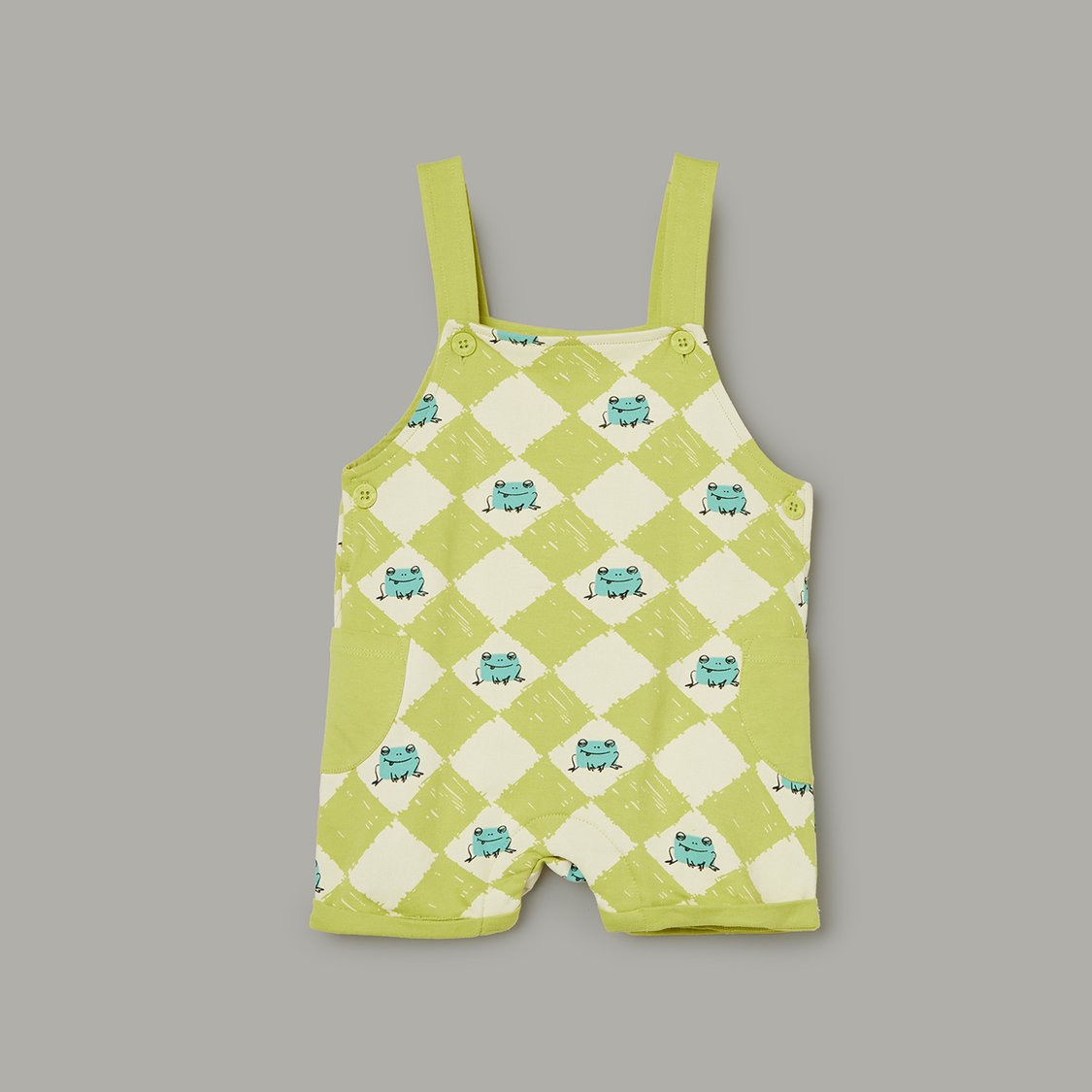 FS MINI KLUB Printed Dungarees with Solid T-shirt