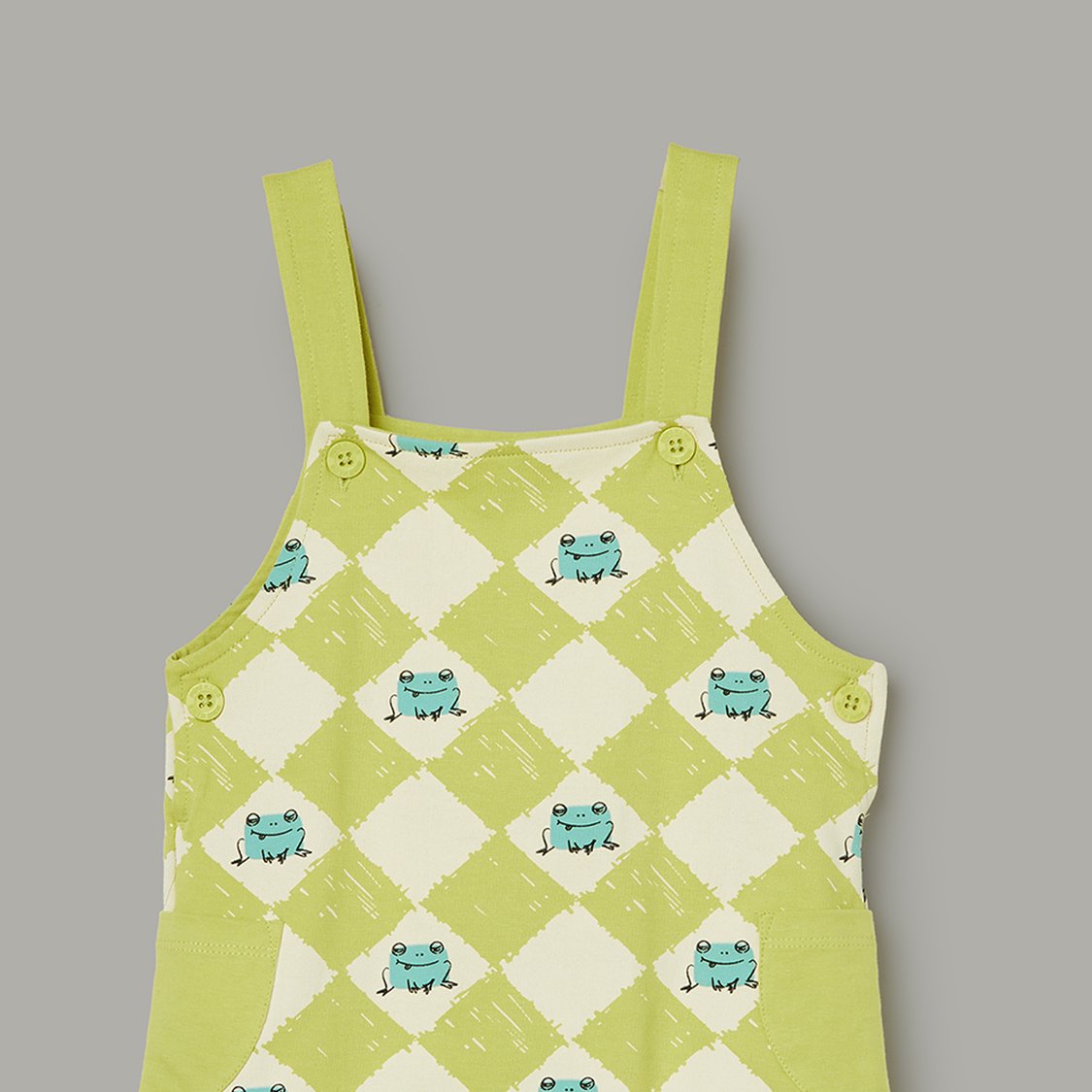 FS MINI KLUB Printed Dungarees with Solid T-shirt