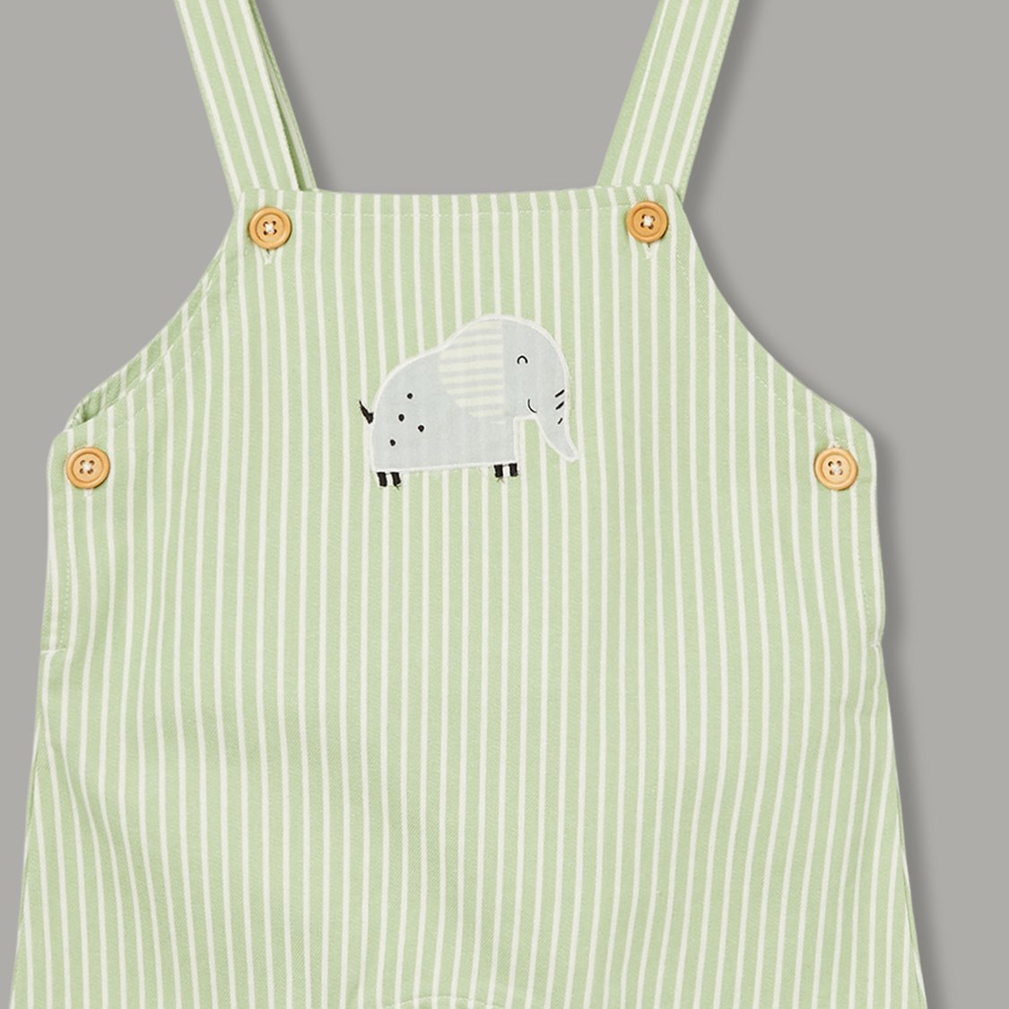 FS MINI KLUB Striped Dungarees with Solid T-shirt