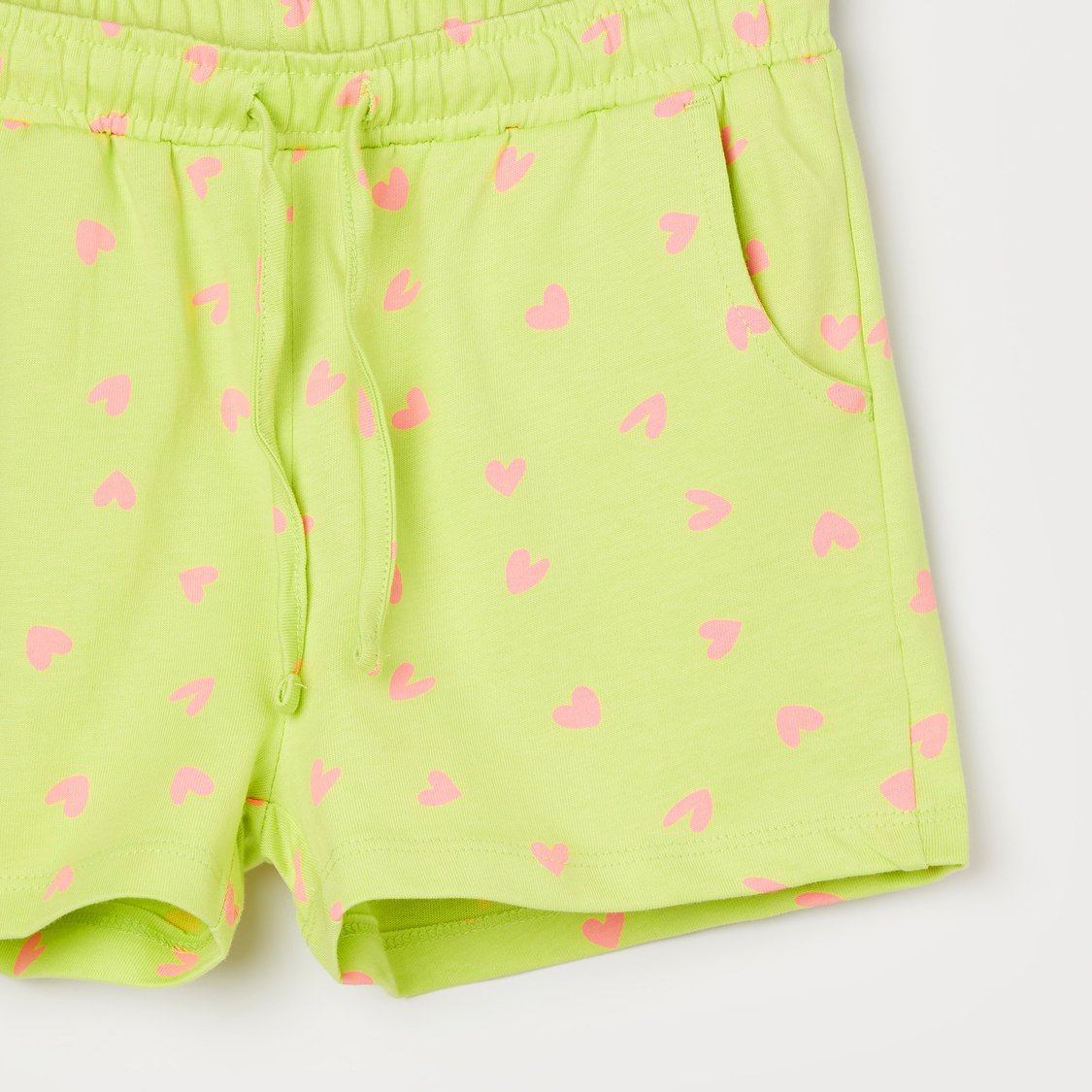 FAME FOREVER Heart Print Knit Shorts