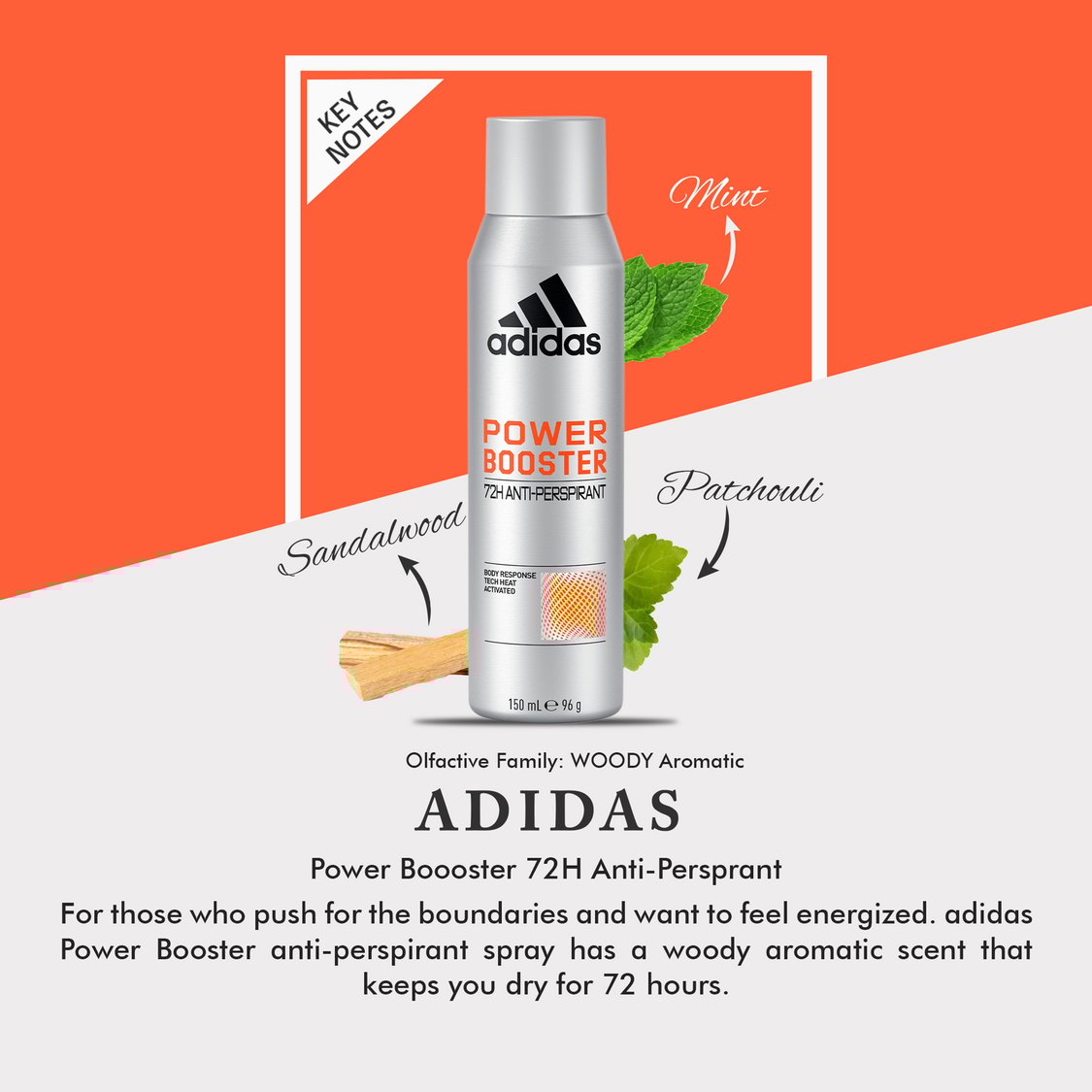 ADIDAS Power Booster 72H Anti-Perspirant Deodorant - 150ml