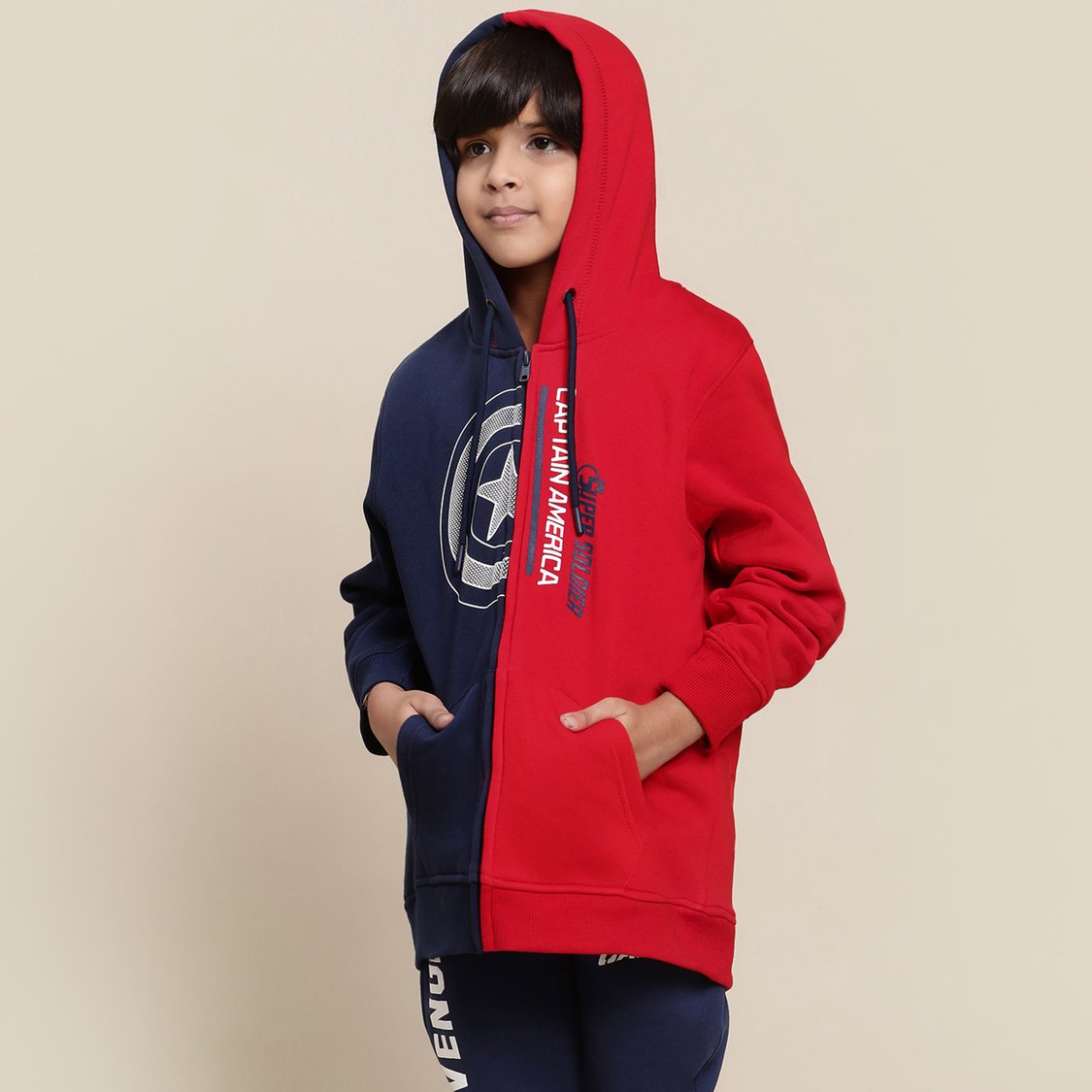 KIDSVILLE Captain America Printed Hooded Sweatshirt