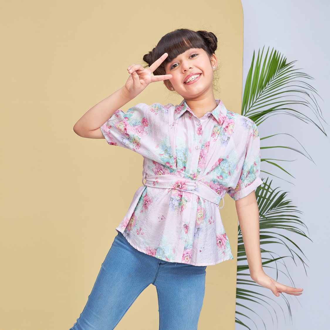 PEPPERMINT Floral Print Shirt-Style Top