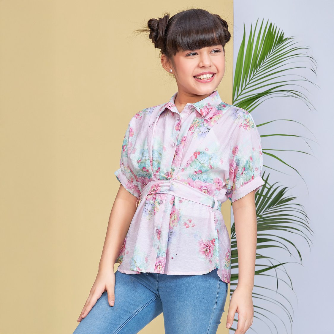 PEPPERMINT Floral Print Shirt-Style Top