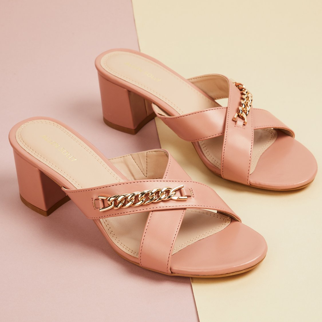 Buy ALLEN SOLLY Chain Detail Block Heels from Allen Solly at just