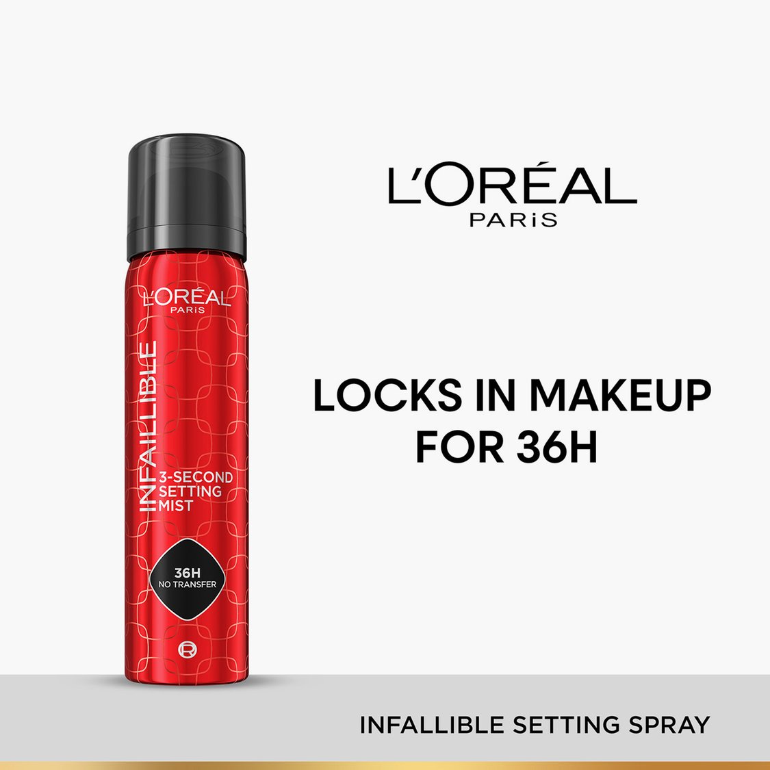 L'OREAL PARIS Infallible 3-Second Setting Spray, 36Hr Long Lasting Makeup - 75ml