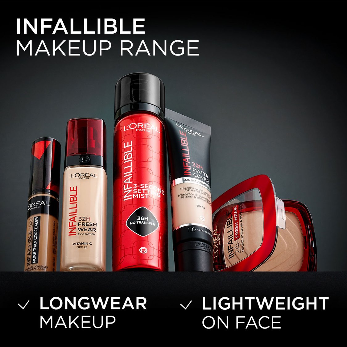 L'OREAL PARIS Infallible 3-Second Setting Spray, 36Hr Long Lasting Makeup - 75ml