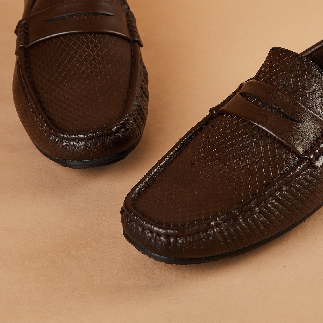 CODE Patterned Penny Loafers
