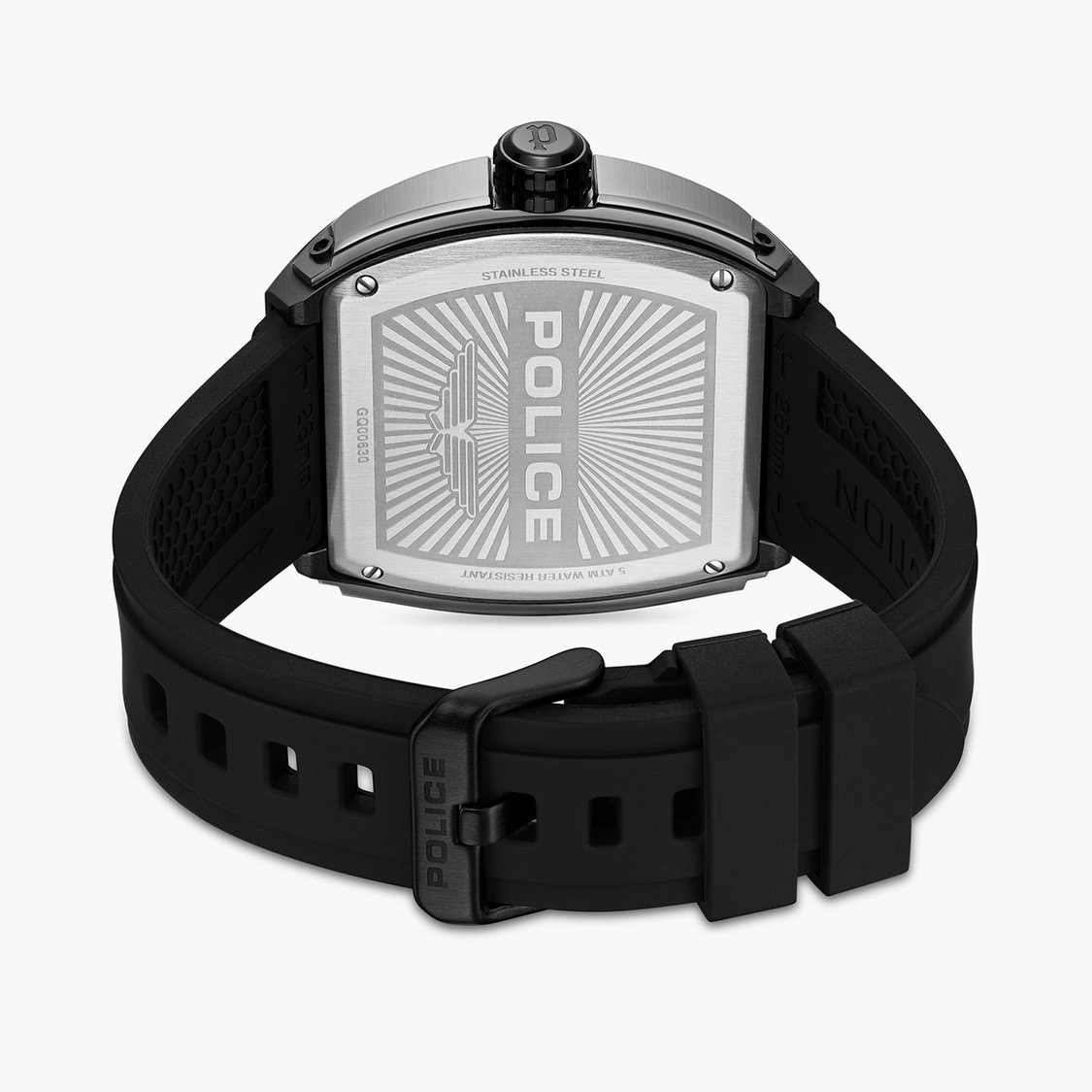 Black Dial Police Multifunction Watch Stainless Steel Police Black