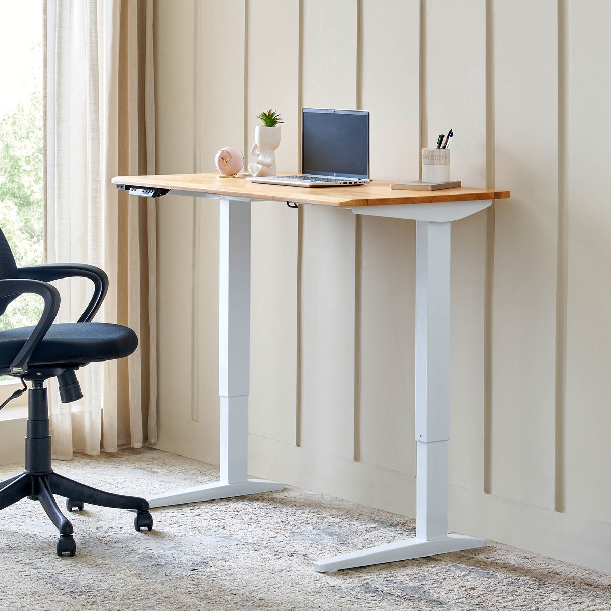 Ascent Solid Wood Top Adjustable Smart Study Desk Oak