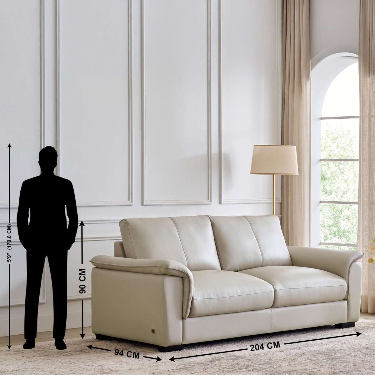 Buy Magna NXT Half Leather 3-Seater Sofa - Grey from Home Centre